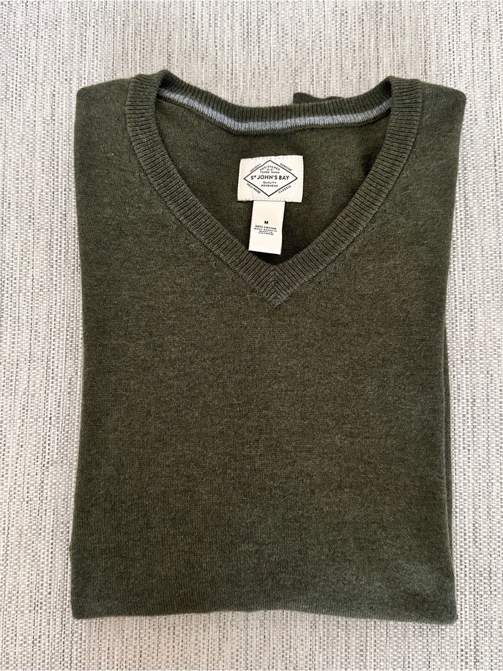 St. John's Bay Men's V-Neck Sweater - Olive